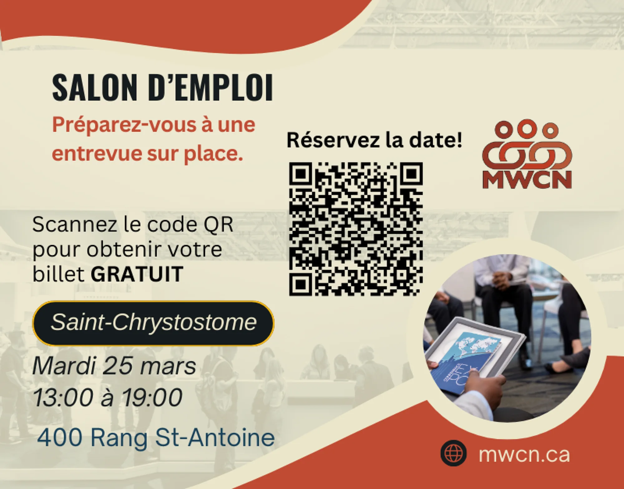 Babillard gratuit de la MRC de Roussillon MWCN Job Fair 2025 Digital Ad 800 x 627 px